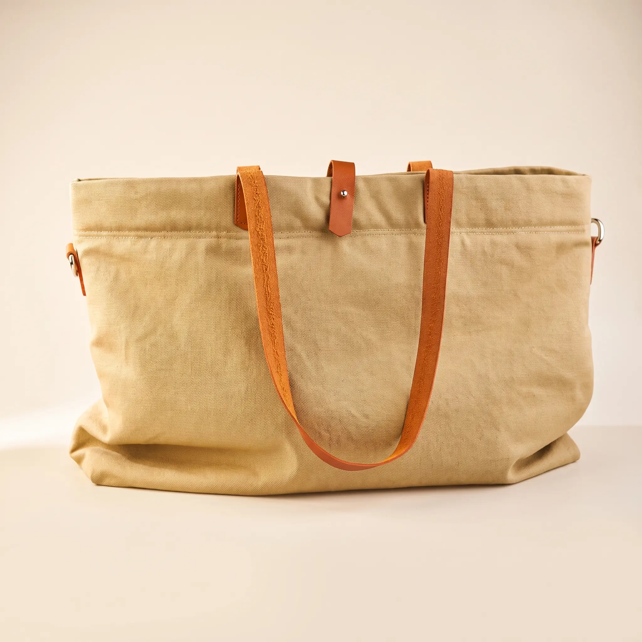 Upcycled Canvas & Leather Tote view 1